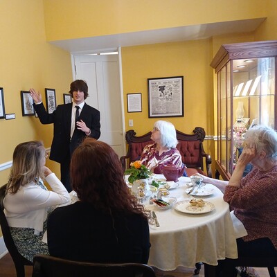 Student Reenactor performing at a Tarbell Tea