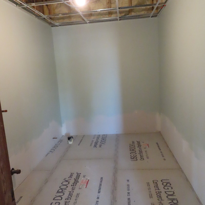 Bathrooms - plumbing, electric & heat installed, painted walls, ready for finishes