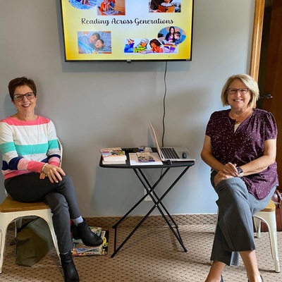 Bernadette Verno and Tina Achenbach presenting reading strategies at Pregnancy Center of Meadville