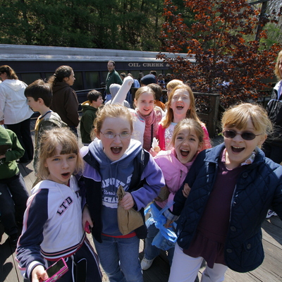 School kids boarding at our Drake Well platform.