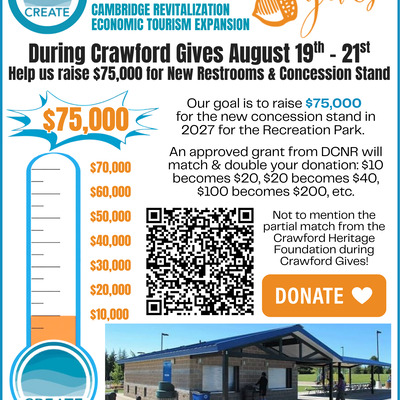 CREATE is currently raising $75,000 for the new Restroom- Concession Stand.