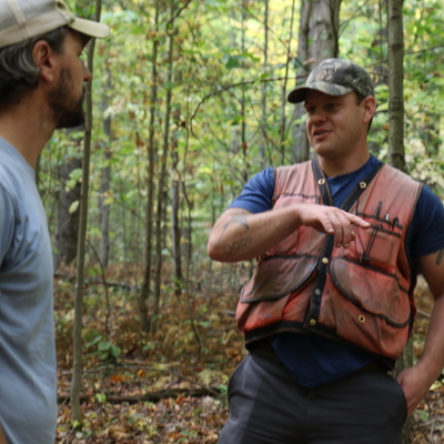 Guy Dunkle and Ethan Tapper discussing "How to Love a Forest" and FSF's approach to forestry