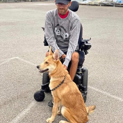 Triton.  He was adopted as a service dog for a local Veteran.