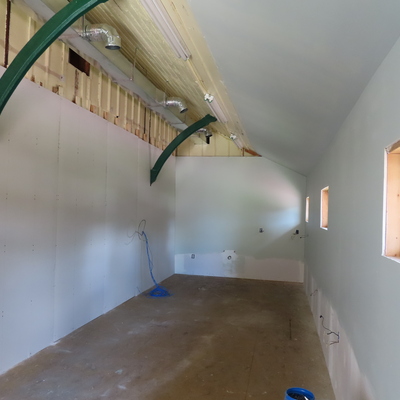 Kitchenette & Office - plumbing, heat, electric installed, painted walls, ready for finishes