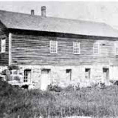 Tannery built by John Brown in 1826 for making leather. Fire destroyed the upper level in 1907.